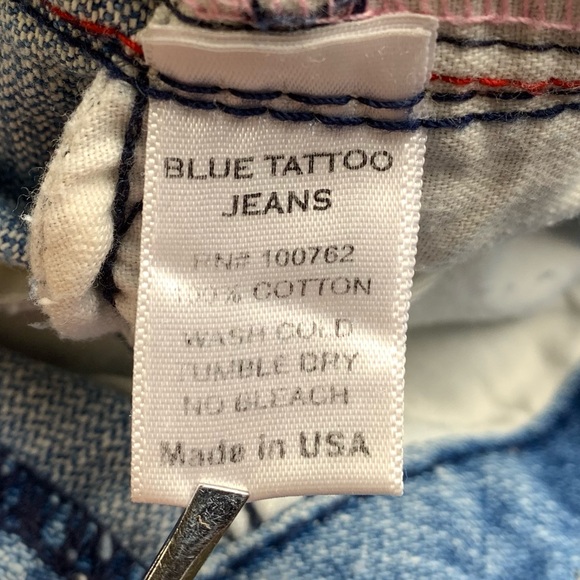 💸Blue Tattoo studded bermuda jean short size 29 - Picture 9 of 9